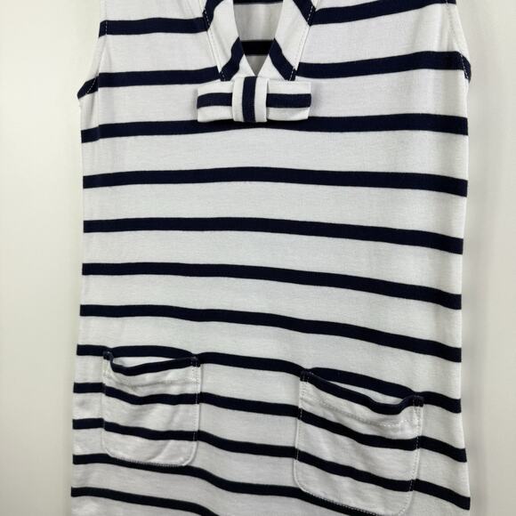 Kate Spade Tropez White Navy Striped Shift Dress Small Bow Pockets Coastal Beach - Picture 5 of 11